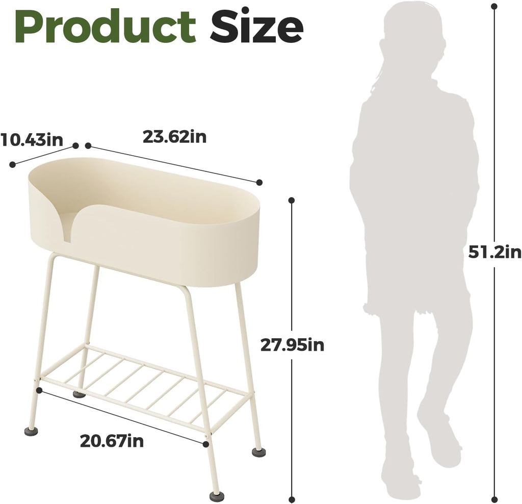 Metal Plant Stand 2 Tier Plant Stand Indoor Outdoor White | Plant Shelf for Tall Plants Plant Table and Display Stand