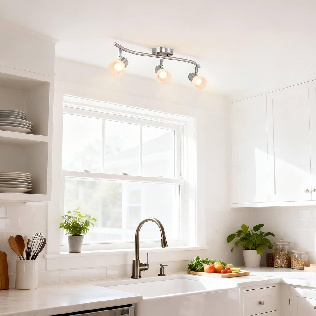 3 Light Curved Track Lighting Brushed Nickel