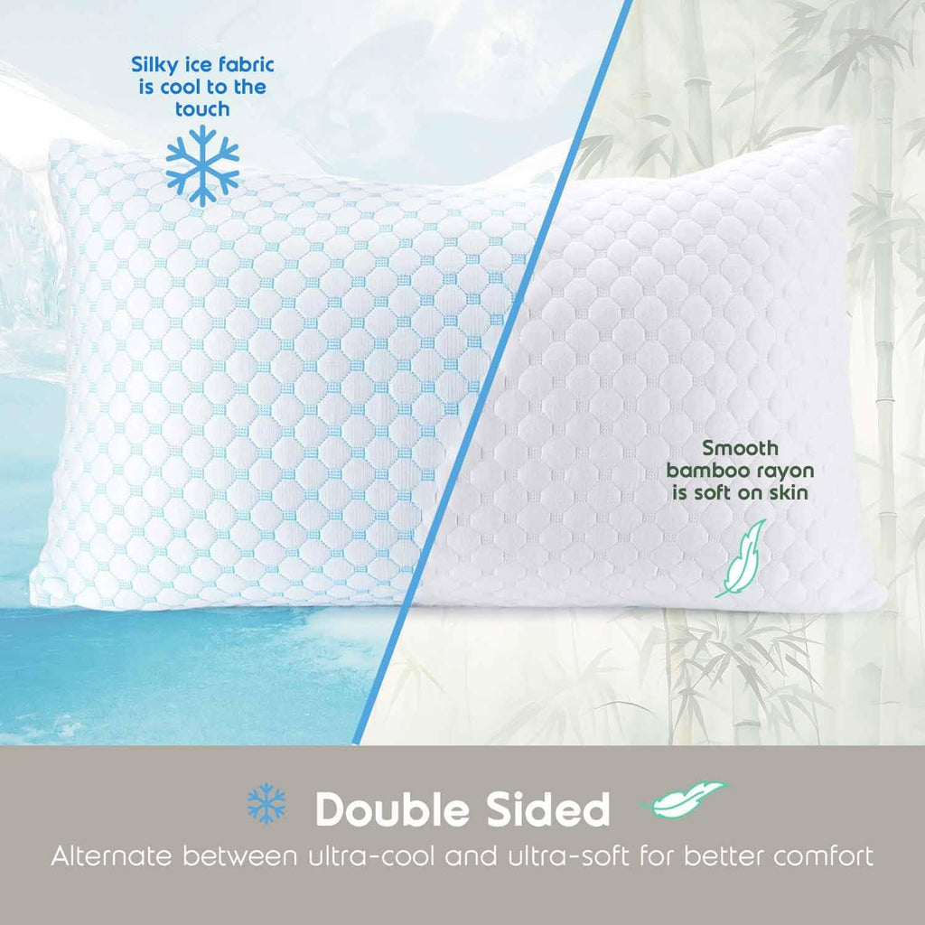 Cooling Pillow for Sleeping 2 Pack, Luxury Shredded Memory Foam Pillows Standard Size Set of 2, Adjustable Cold Gel