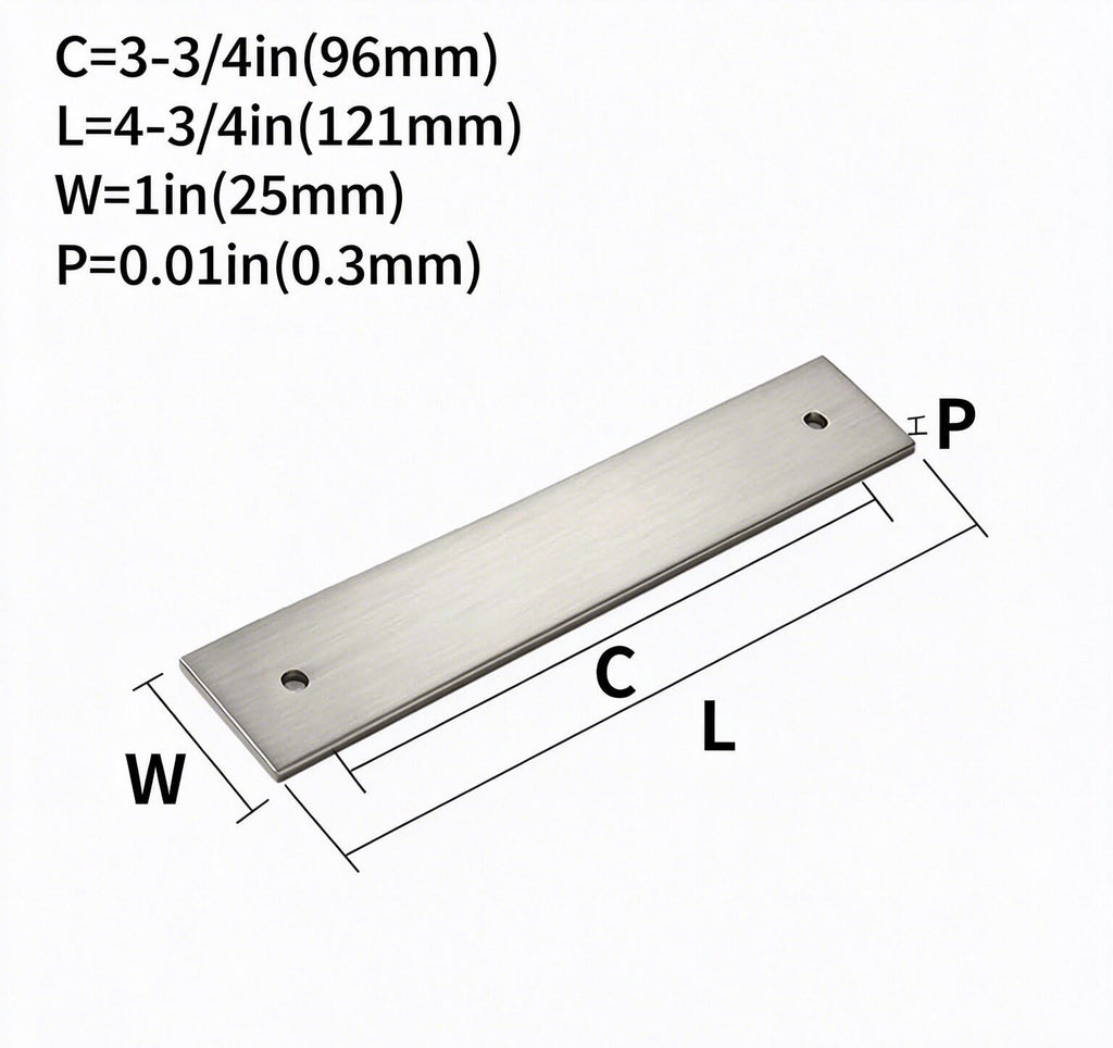 5 Pack 4-3/4"Square Backplate 3-3/4" 96mm Center-Center, Brushed Satin Nickel Backplate for Pulls