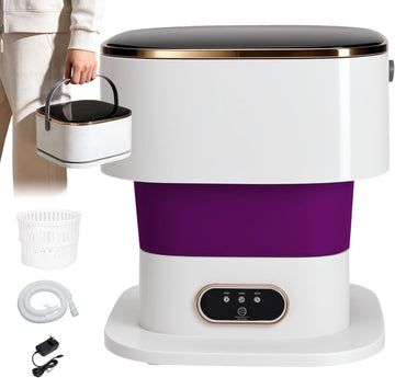 Portable Washing Machine Mini Washer for Apartments - Compact, Foldable Countertop Clothes Washer & Dryer Combo, Small