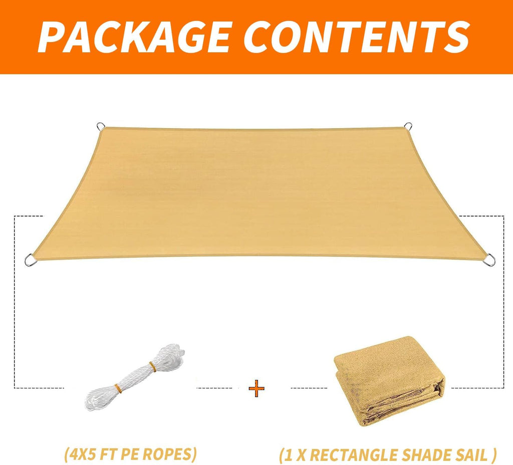 16'x20' Sun Shade Sail Curved Commercial Outdoor Shade Cover Dark Grey Rectangle Heavy Duty Permeable 185GSM UV Block