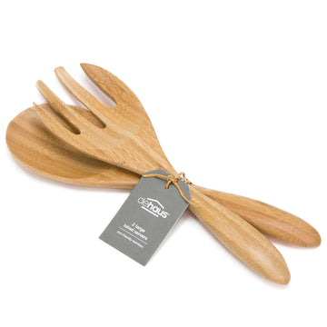 12" Extra Large Bamboo Salad Servers - Wooden Salad Serving Spoons - Eco Friendly Salad Tossing Utensils - Giant