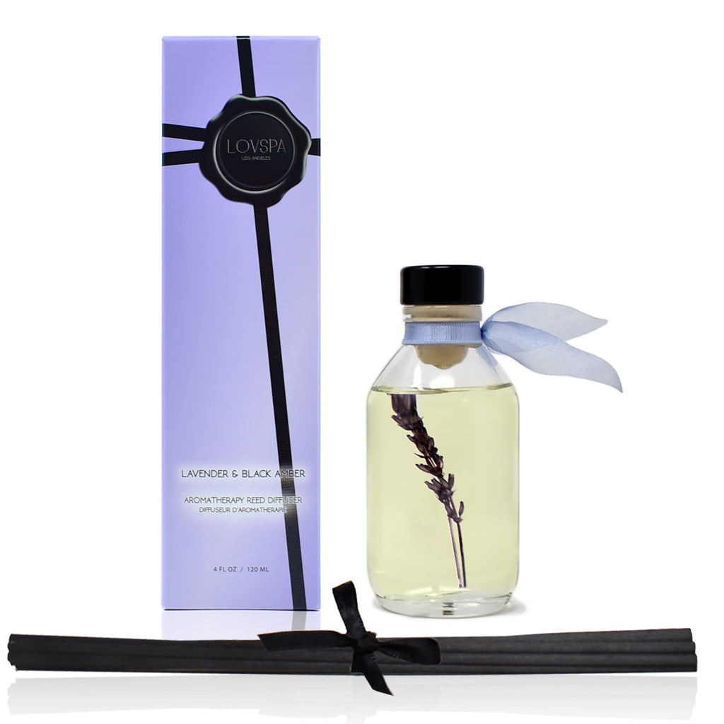 Reed Diffuser Set - Lavender & Black Amber Scented Diffuser with Sticks