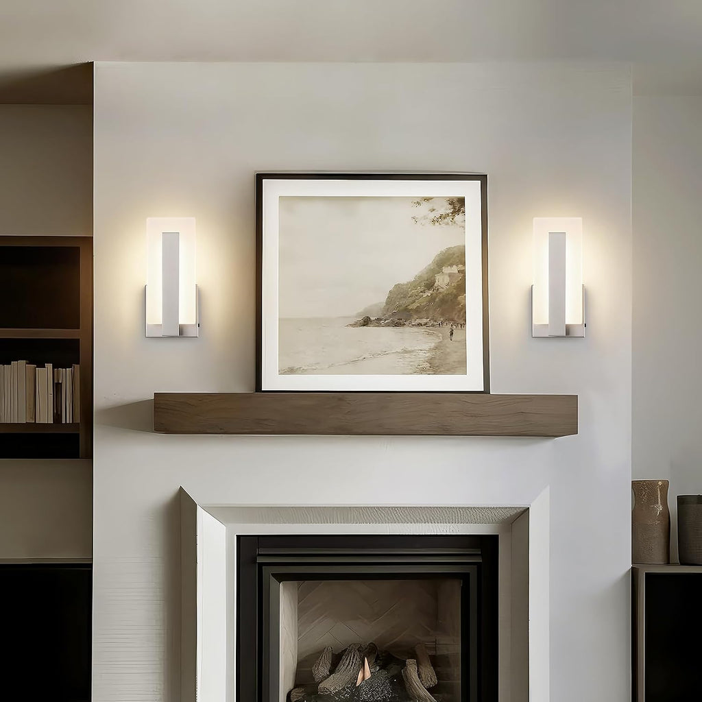 Modern LED Wall Sconces, Set of Two, 5CCT Dimmable Hardwired Wall Mounted Lights, 9.76 Inch Brushed Nickel Indoor