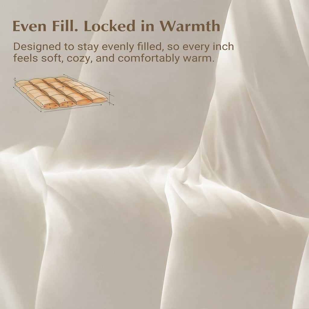 Feather Down Fiber Comforters King Fluffy All Season Duvet Insert Soft Breathable Bedding Comforter 