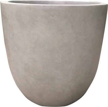 Large Round Bowl Weathered Concrete Planter 18" Dia, Outdoor | Rubber Plug for Indoor, Drainage for Garden