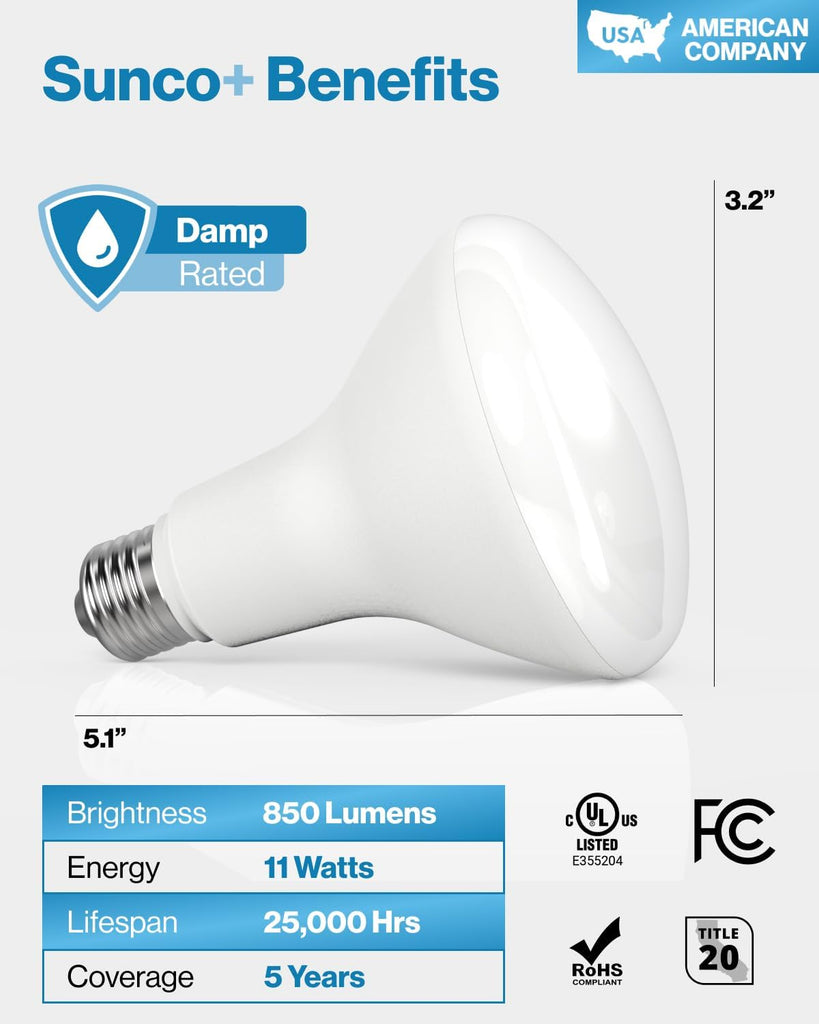 6 Pack BR30 Light Bulb LED Recessed Can Light Bulbs, Flood Lights Indoor 850 LM, 11W (65W Equivalent), 2700K Soft