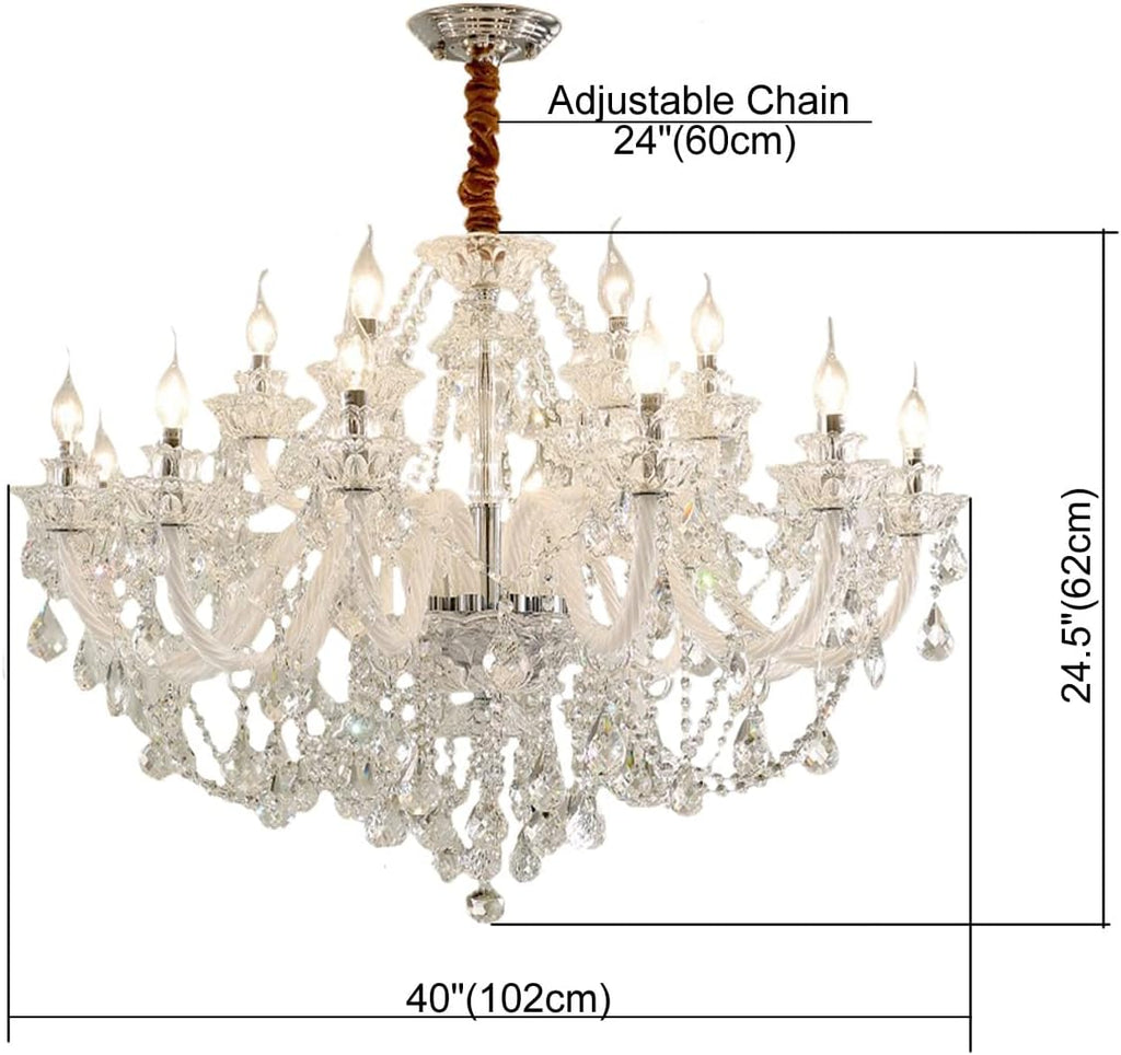 Luxury K9 Crystal Chandelier,18 Light,Contemporary Clear Crystal Ceiling Chandelier Lighting _Luxurious Modern Pendant Light Lamp Fixture E12 Base for Dinning Living Room (18 Lights)