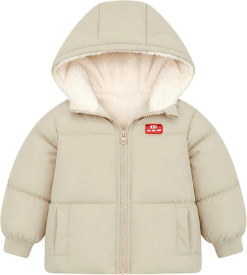 Baby Hooded Puffer Jacket,Fleece Lined Winter Coat