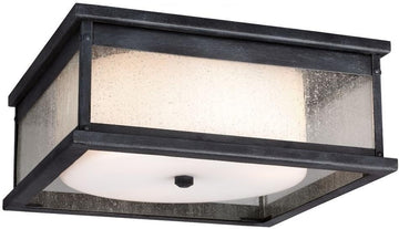 Pediment Outdoor Flush Mount Ceiling Lighting, Bronze, 2-Light (13"W x 6"H) 80watts