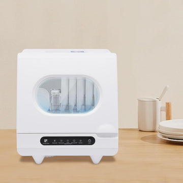 110V Portable Countertop Dishwasher - 360 Degree Auto Spray, 1200W, 5 Washing Programs, Air-Cooled D