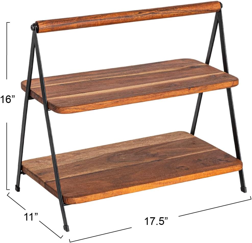 Acacia Wood 2-Tier Serving Stand