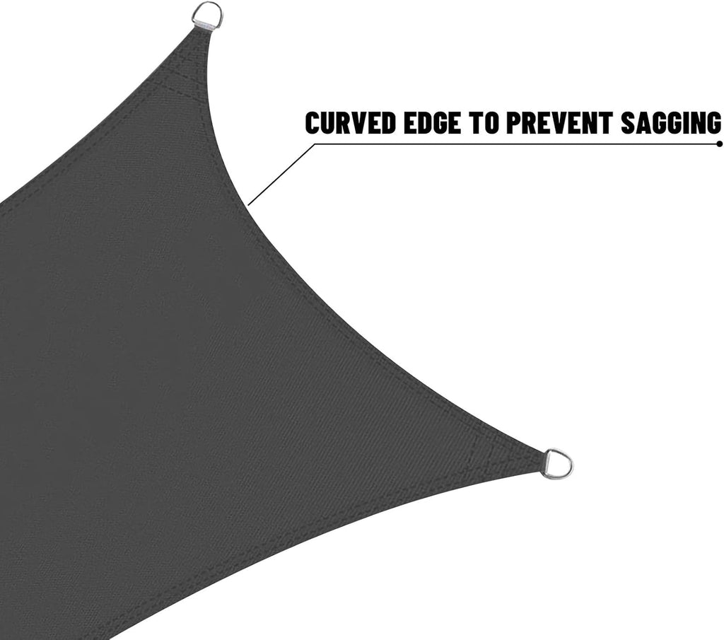 10' x 13' Waterproof Sun Shade Sail for Outdoor Patio, Dark Grey | 160GSM PES, 98% UV Block, Rectangle Sunshade