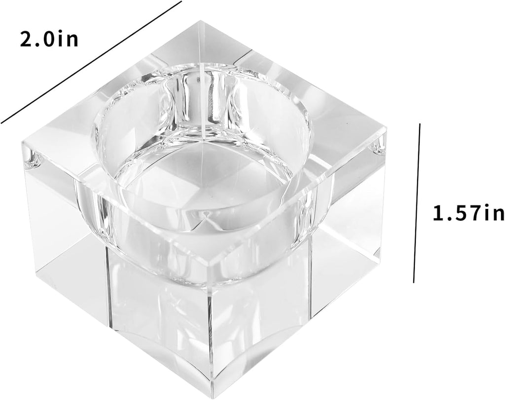 Home Crystal Tealight Candle Holders Pack of 4, 1.5 Inches Height, Heavy Solid Square Hand Cut Tealight Holders Sets