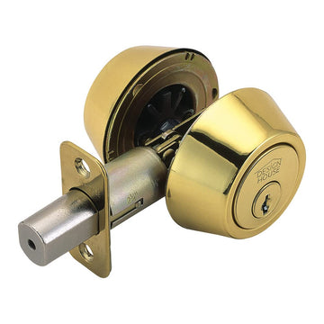 Double Cylinder Deadbolt Lock, Polished Brass Front Door Lock, Fits 2-3/4" & 2-3/8" Backsets, for 1-3/8"-1-3/4"