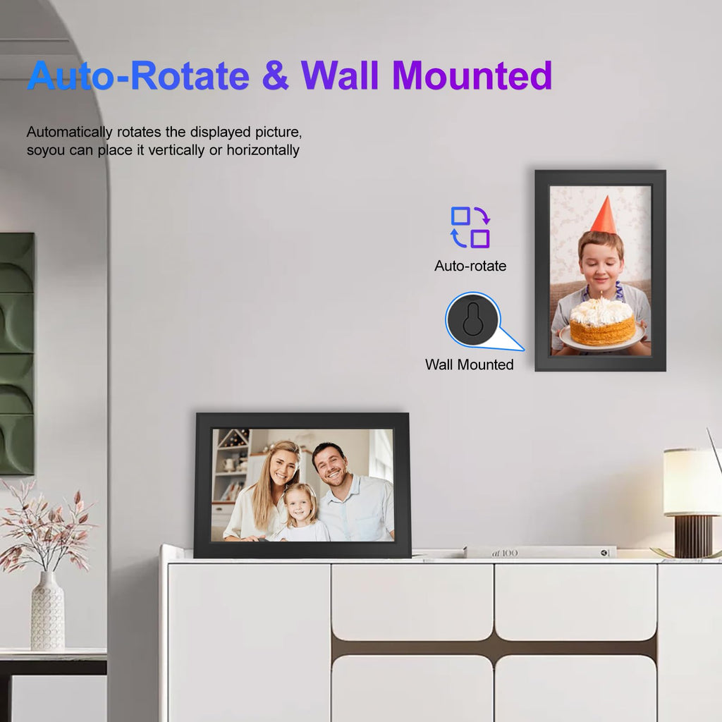 Frameo 10.1 Inch Digital Picture Frames Smart WiFi Digital Photo Frame with 1280x800 IPS Touch Screen HD, 32GB