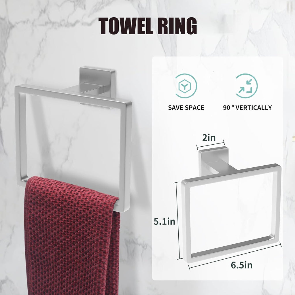 5 Piece Brushed Nickel Towel Bar Set Bathroom Hardware Set Brushed Nickel Bathroom Accessories Set with 2 Towel Hook