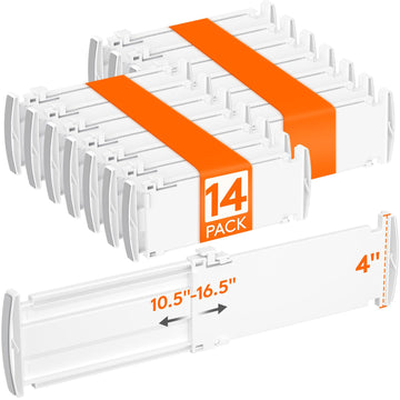 14 Pack 4" High Drawer Divider, Adjustable Drawer Organizer Clothes