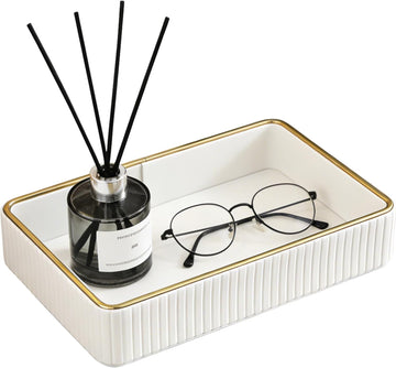 PU Leather Valet Tray,Desk Organizer Tray Nightstand Organizer Trinket Dish Storage Key Bowl Decorative Trays
