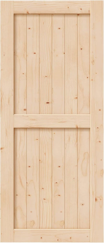 36in x 84in Sliding Barn Wood Door,Interior Doors,DIY Assemblely,Solid Natural Spruce Panelled Slab,