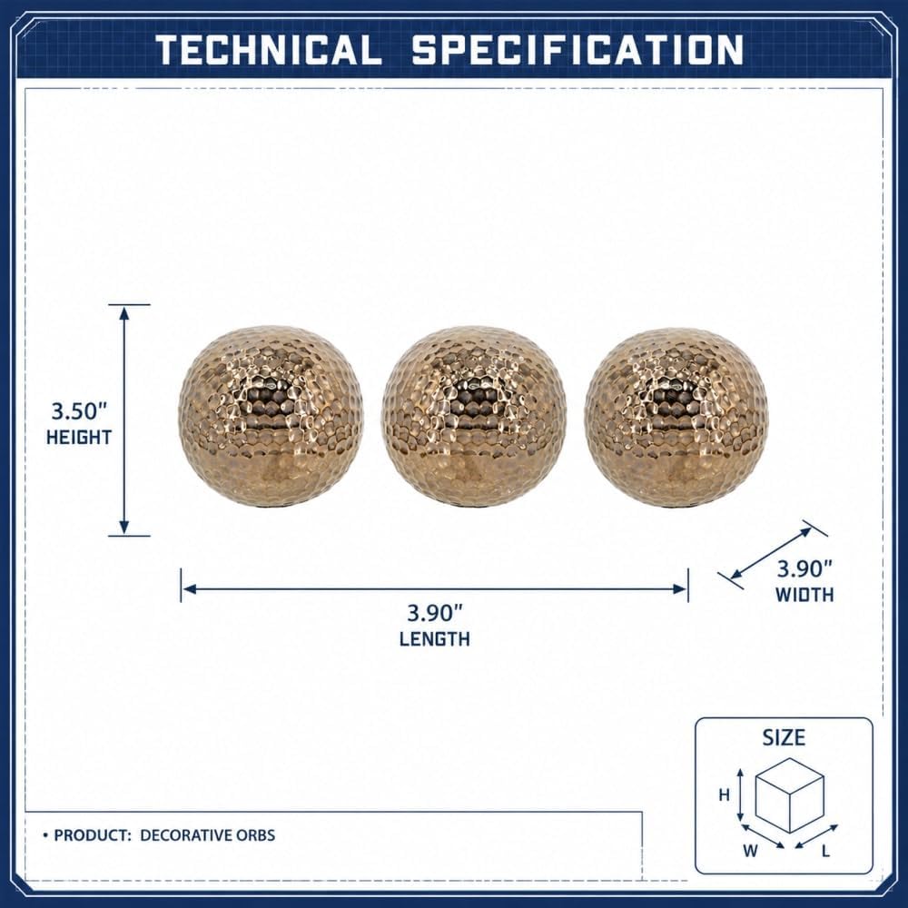 Textured Ceramic Decorative Orb Spheres Set of Three for Centerpiece Bowl Mantel Tabletop Shelf Counter Living Room