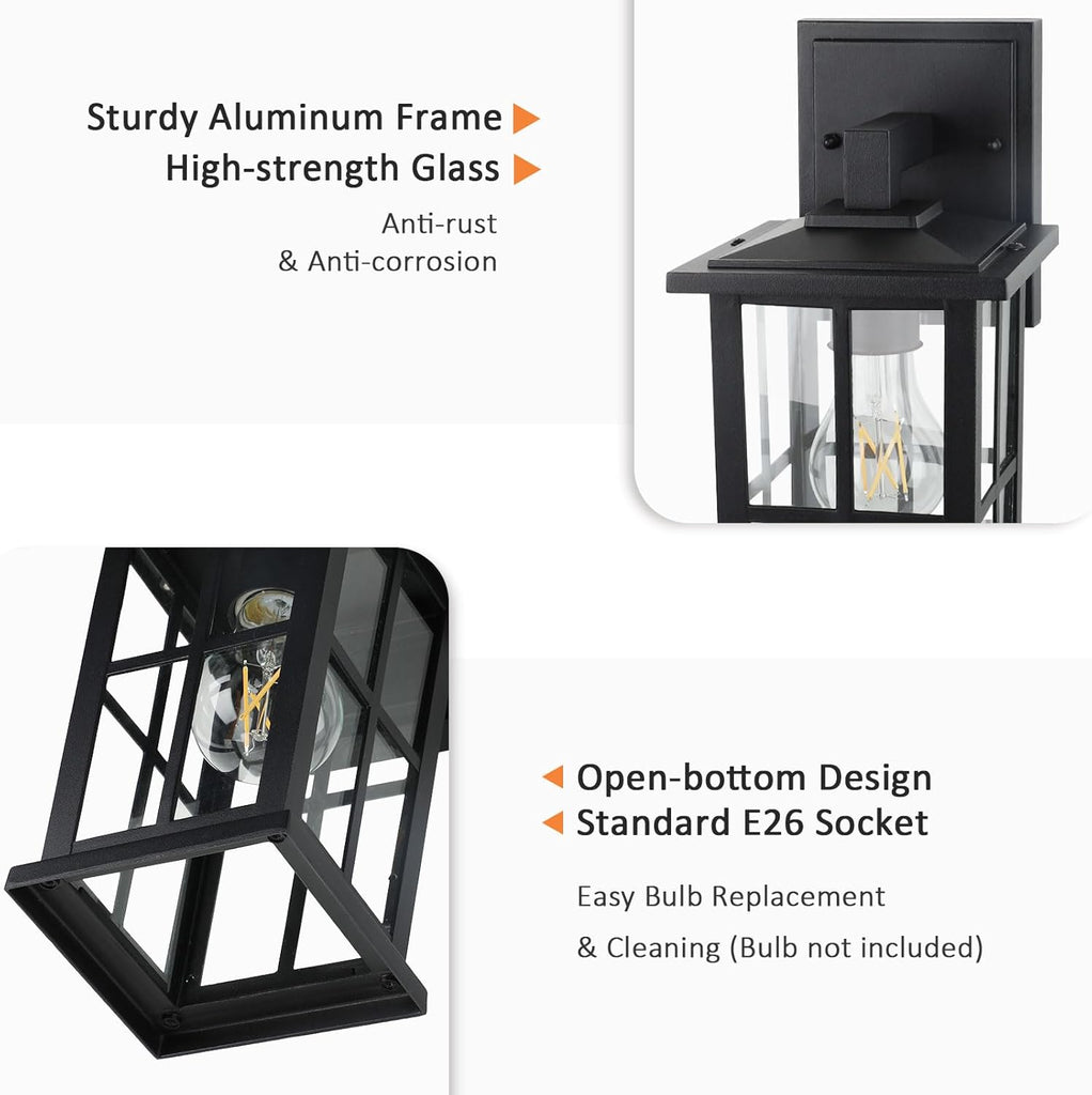 2-Pack Outdoor Light Fixtures Wall Mount, Waterproof Exterior Wall Lanterns Porch Lights