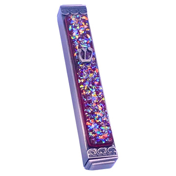 Sparkling Glass Mezuzah - Easy Mount Indoor or Outdoor - Weatherproof Metal Case - Gift Box and Non-Kosher Scroll