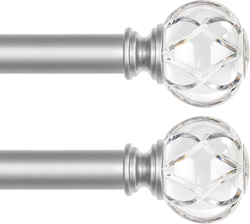 Silver Curtain Rods for Windows 66-120 Inch Heavy Duty Drapery Rod