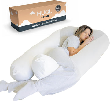 Hugl Cooling Body Pillow for Adults, U Shaped Pregnancy Pillow, Grey