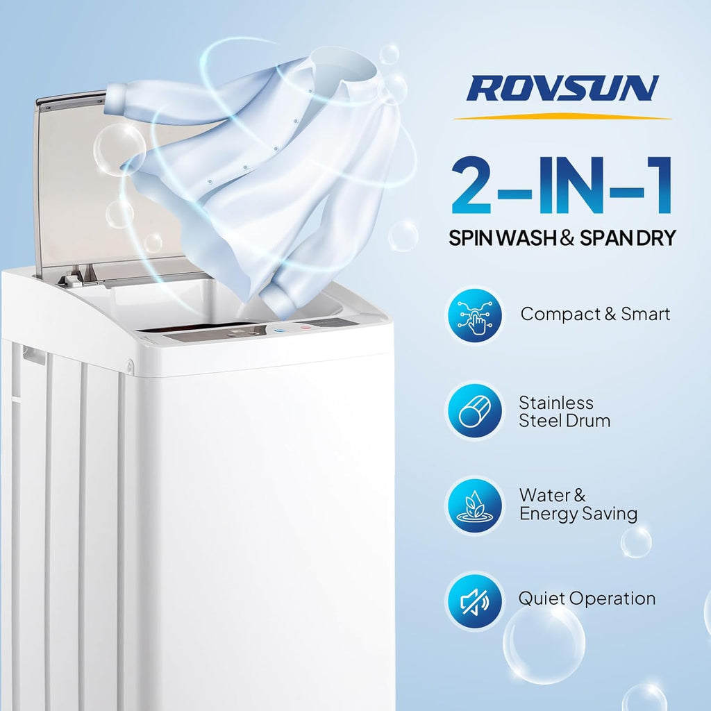 17.8LBS Full-Automatic Washing Machine and 1.8CuFt Portable Clothes Dryer Set, Compact Laundry Washer and Dryer Combo
