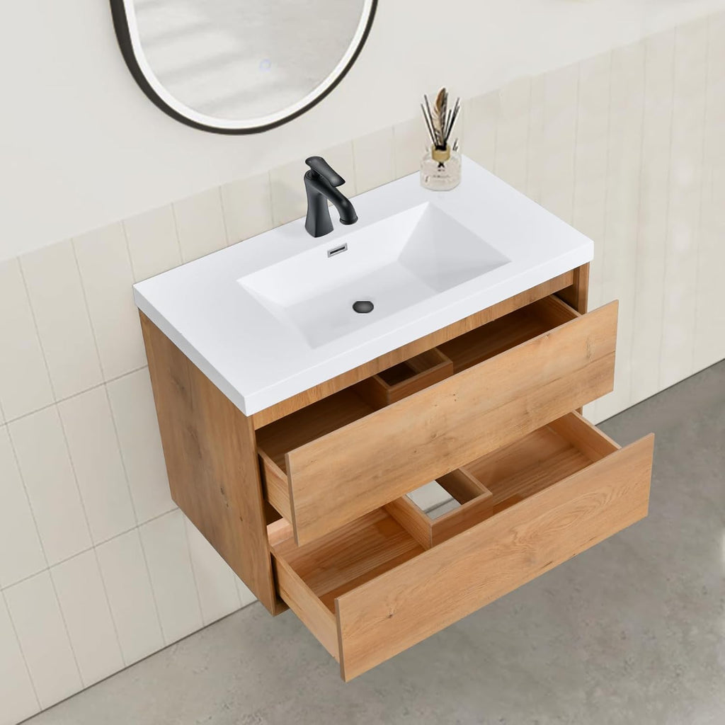 36 in. Floating Bathroom Vanity in Natural Oak