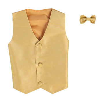 Vest and Clip On Baby Boy Bowtie Set - Gold - /, Gold