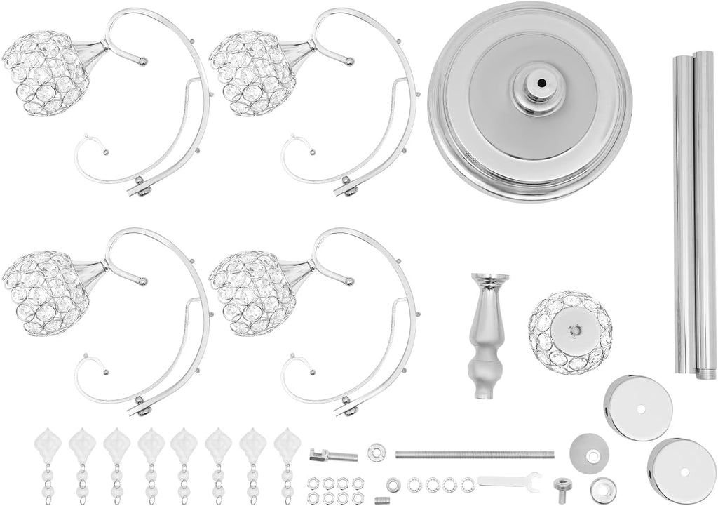 5 Arm Crystal Candelabra Centerpieces for Tables 49 Inch Gold/Silver Candle Holder Table Decoration Stand with