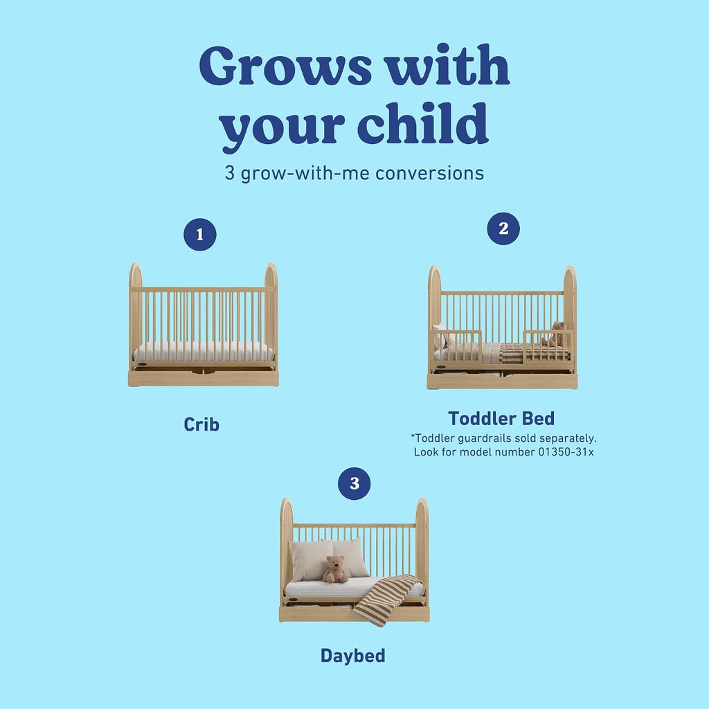 Olivia 3-in-1 Convertible Crib with Drawer (Driftwood) - Converts from Baby Crib to Toddler Bed and Daybed