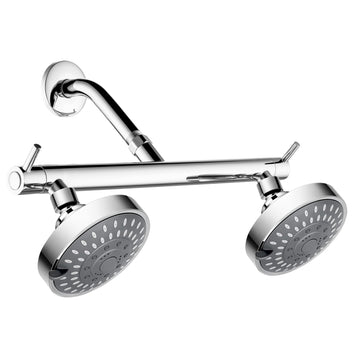 Double Shower Head for Two People, High Pressure 5 Setting 2 Person Dual Shower Head for Couple, Chrome