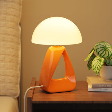 Mushroom Lamp, Small Table Lamp, Creative Geometric Ceramic Base Bedside Lamp, Mid Century Modern Side Table Lamp