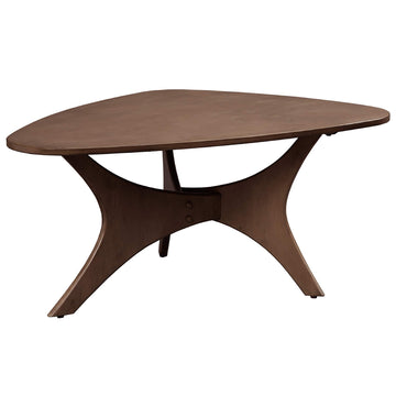 Blaze Triangle Wood Coffee Table Plywood with Wood Veneer Legs, Mid-Century Modern, Easy Assembly, Accent Furniture