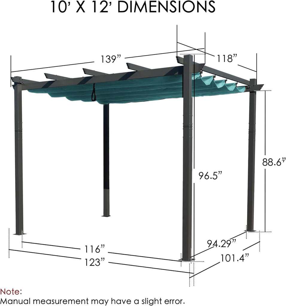 Morgan Outdoor Retractable Pergola with Sun Shade Canopy Patio Aluminum Pergola Shelter for Backyard Deck Garden