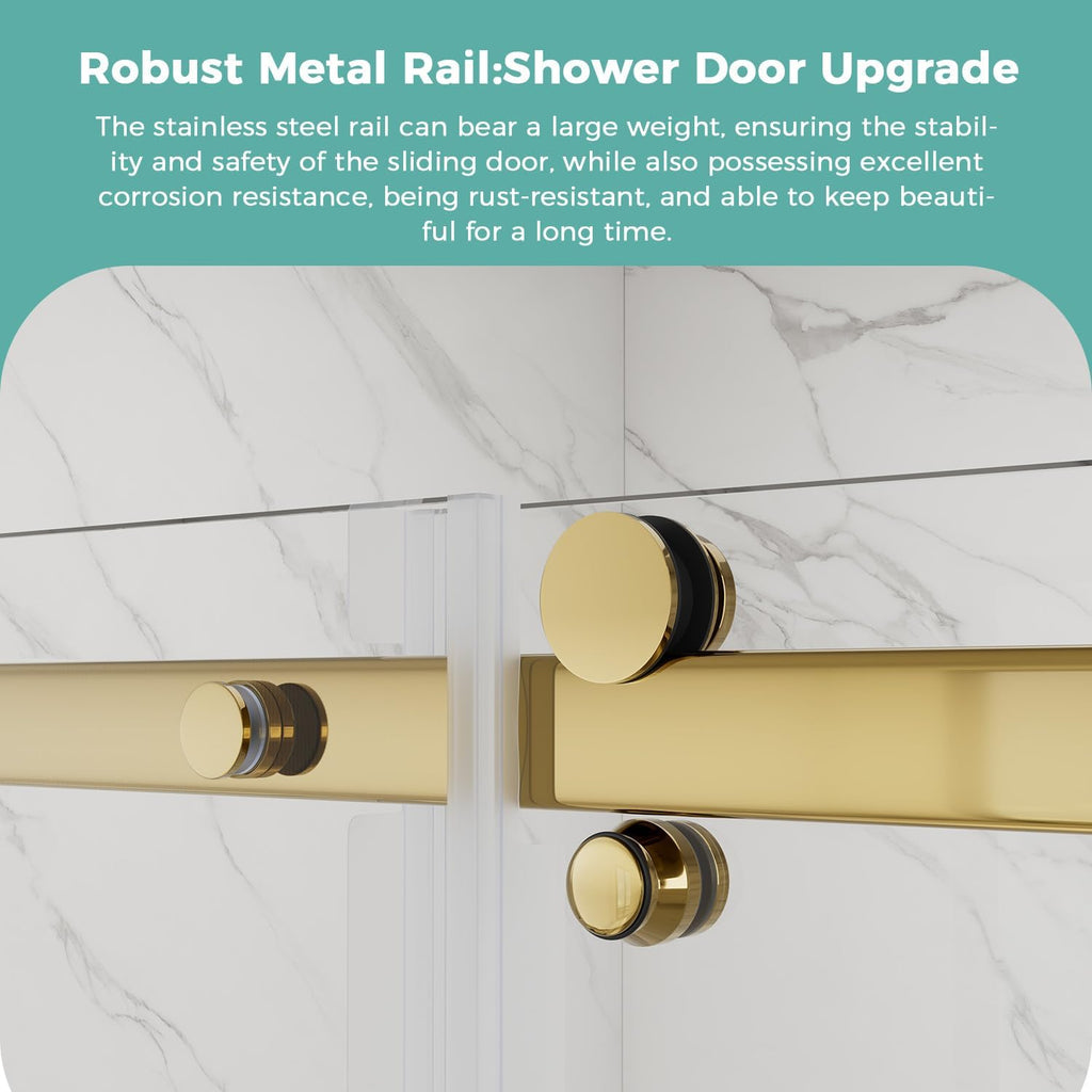 56-60" W x 72" H Frameless Shower Door with SGCC Tempered Ultra-Clear Glass, Water Repellent Sliding Shower Door