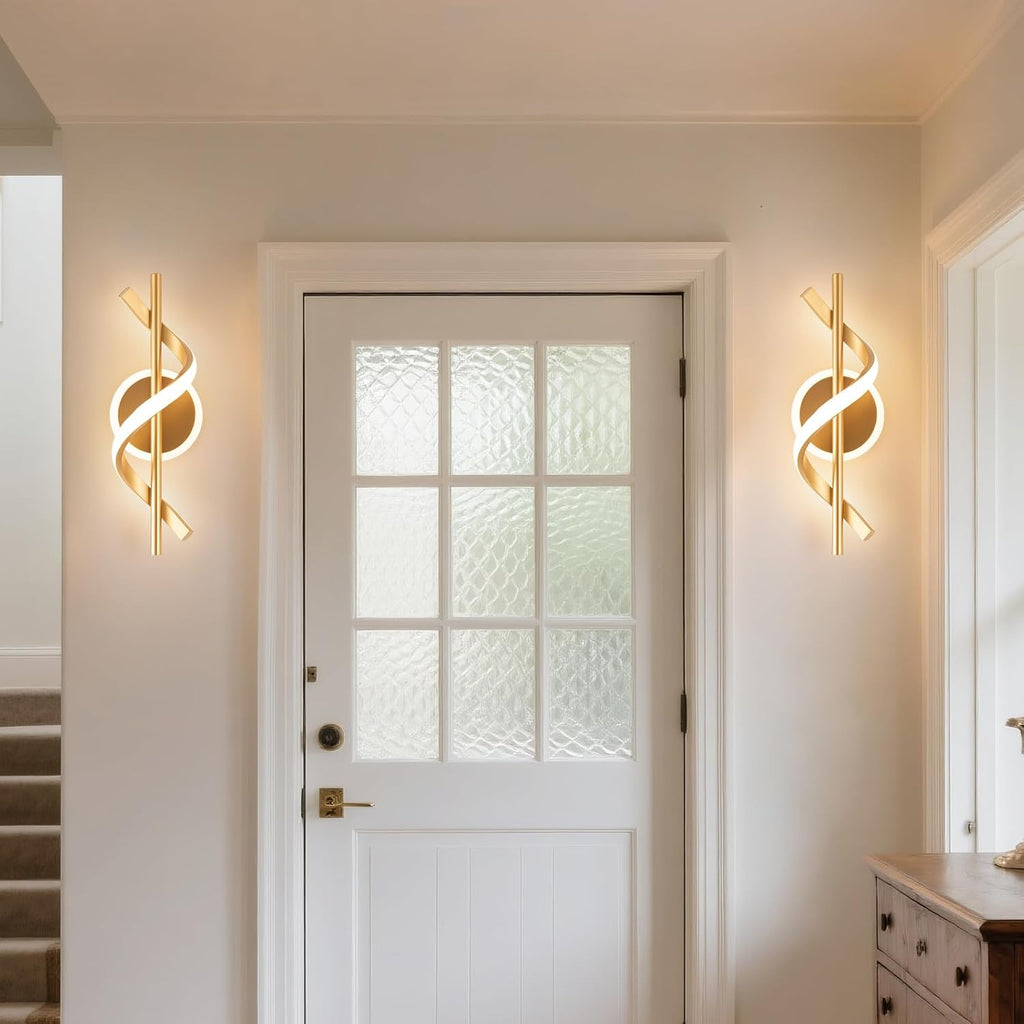 LED Wall Sconces Indoor, 12W LED Wall Mount Lights, Modern Spiral Wall Lamp, 3000K Wall Light Fixture for Stairs