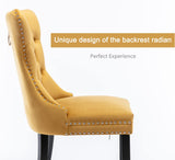 Velvet Dining Chairs Set of 4, Tufted Upholstered Dining Chairs with Nailhead Back, Ring Pull and Solid Wood Legs, Gold