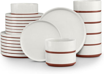 24 Pieces Porcelain Dinnerware Sets, Premium Plates and Bowls Set, High-Fired Ceramic Dishes Set for 8