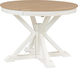 Extendable Round Dining Table for 4-8, Farmhouse 42"-54'' Expandable Kitchen Table with Removable Leaf and Pedestal