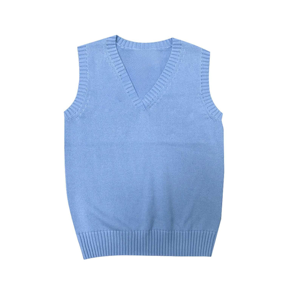 V Neck Sweater Vest Sleeveless Knit School Pullover for Girls