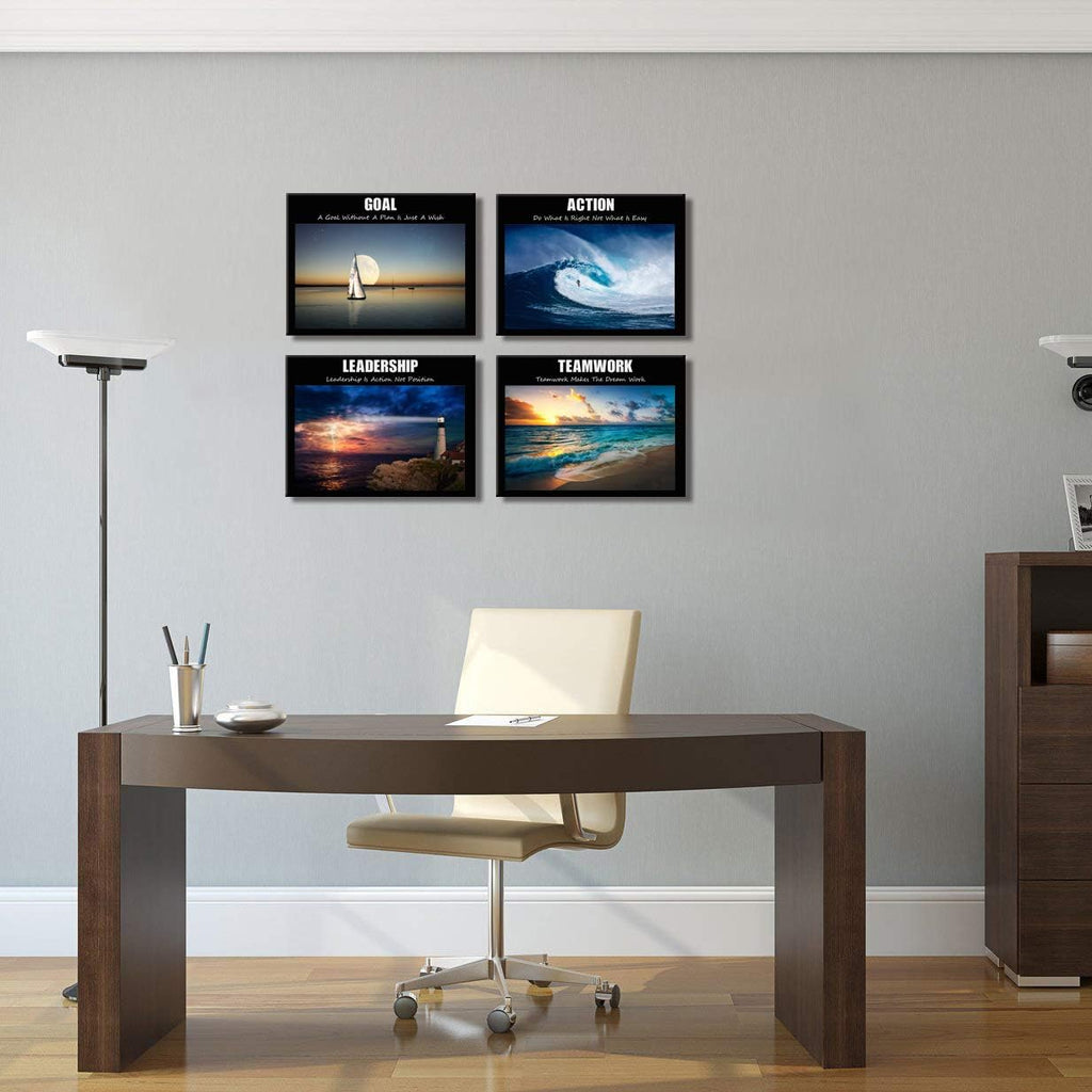 Large Motivation Teamwork Leadership Action Goal Inspirational Quotes Canvas Wall Art Ocean Waves Sea Seascape