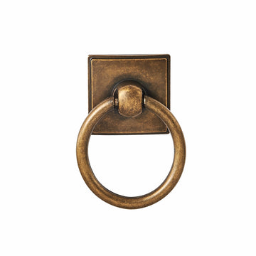 1.9 Inch Antique Brass Cabinet Knobs - Ring Pull Drawer Handles for Dresser, Kitchen Cabinets - Durable Zinc