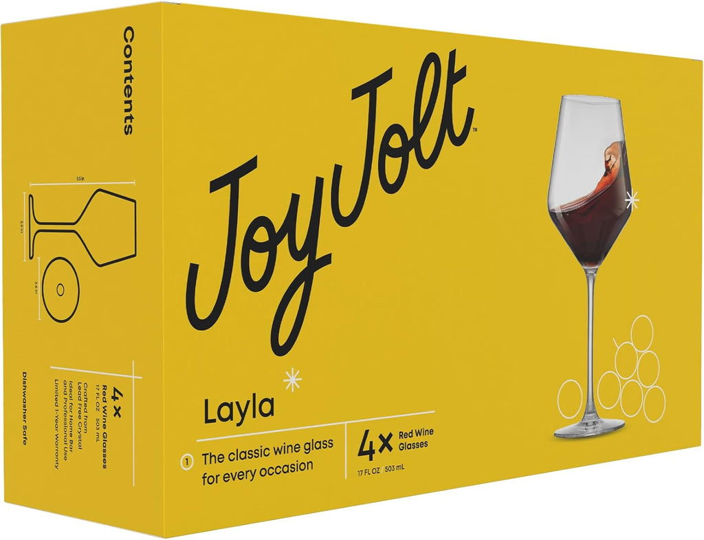 Layla Italian Red Wine Glasses, Set of 4, 17 oz Clear - Made in Europe