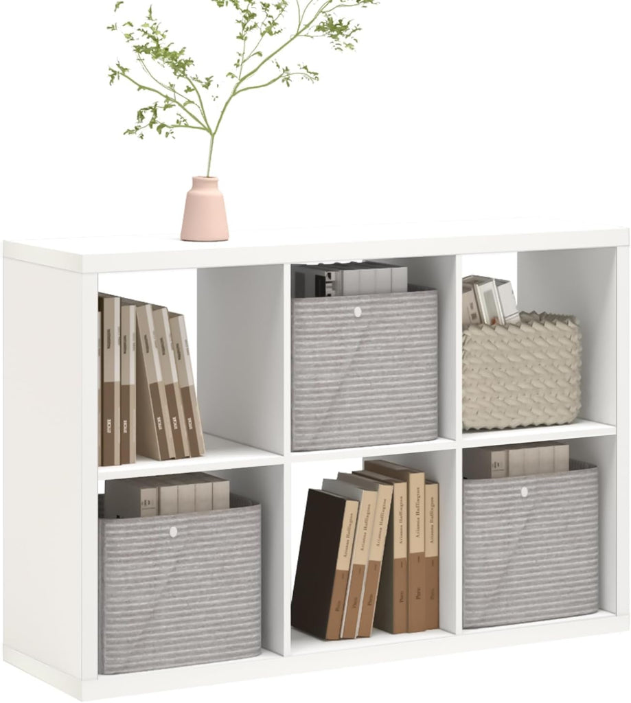 2026 Wooden Thick Frame 6 Cube Storage Organizer Shelf with Anti-Tipping Kits + Reversible Open Back Bookcase
