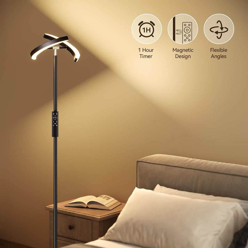 Floor Lamps, 28W/1600LM Bright LED Floor Lamp with Remote & 2 Rotatable Lights, 74" Dimmable Tall Standing Lamp